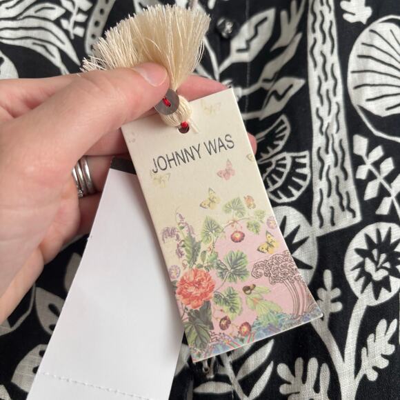 NWT Johnny Was Luciana Tank Dress Black White Sun Moon S Boho Resort Linen - Picture 11 of 16